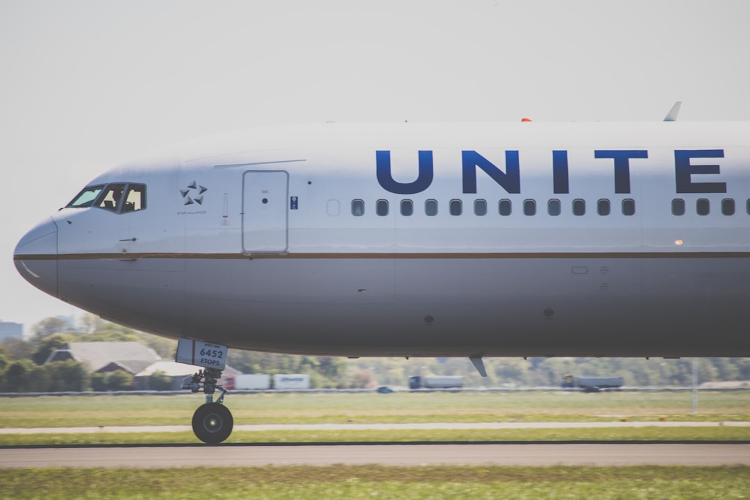 airplane on airway,