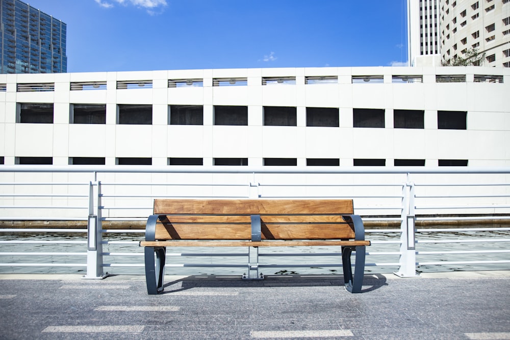 empty brown wooden bench