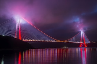panoramic photography of red bridge over river