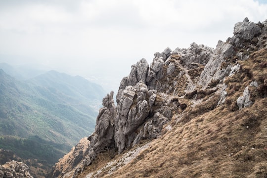 gray rock formation edge in Monte Resegone Italy