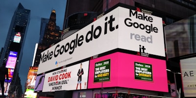 Colorful digital ads displayed on multiple devices.