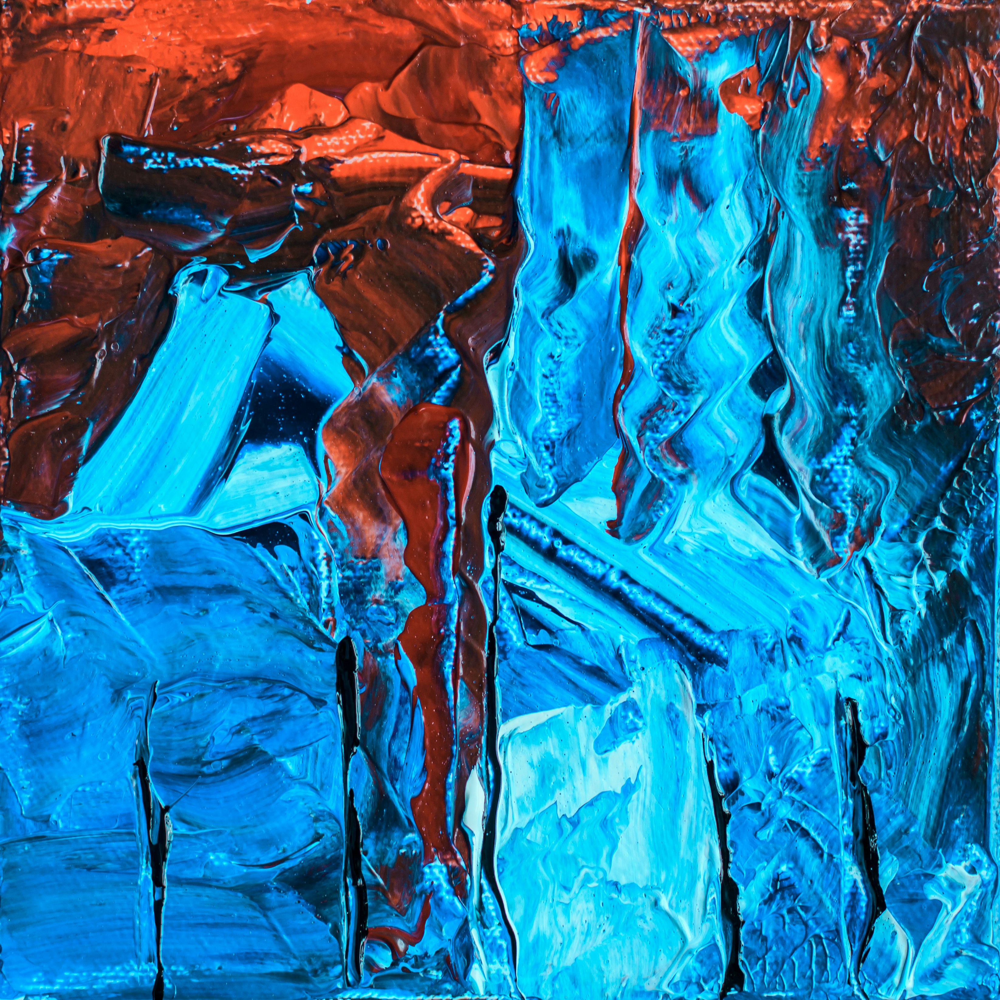 blue and red abstract painting