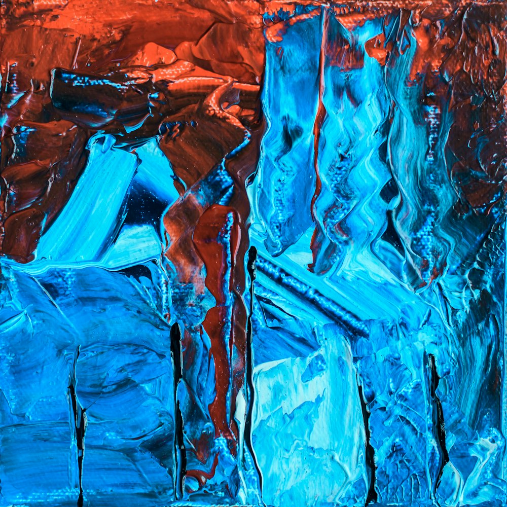 blue and red abstract painting