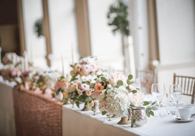 Elegant wedding balloon centerpiece with soft pastel colors.