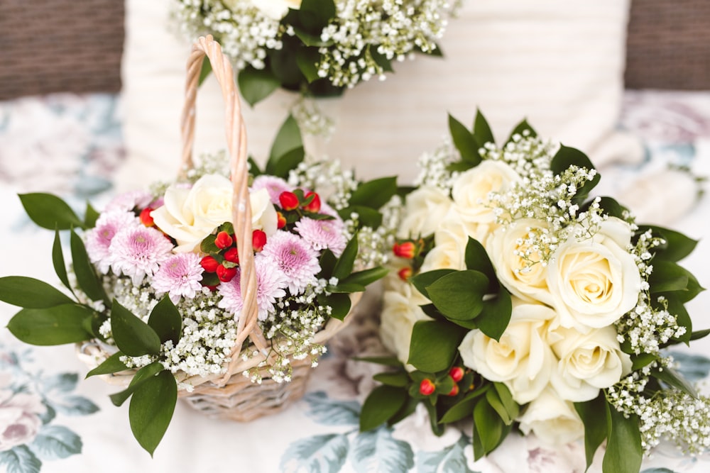 bouquet of flowers with baskets