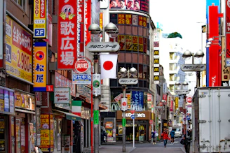 A vibrant collage showing cross-border e-commerce, business research, and senior care services connecting Japan and China.