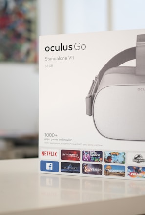 white Oculus Go VR goggle box