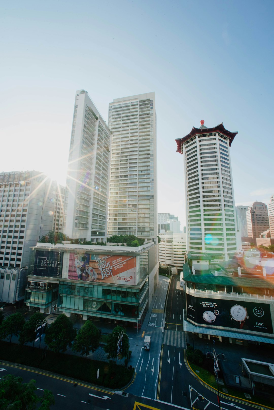 aerial view of city buildings