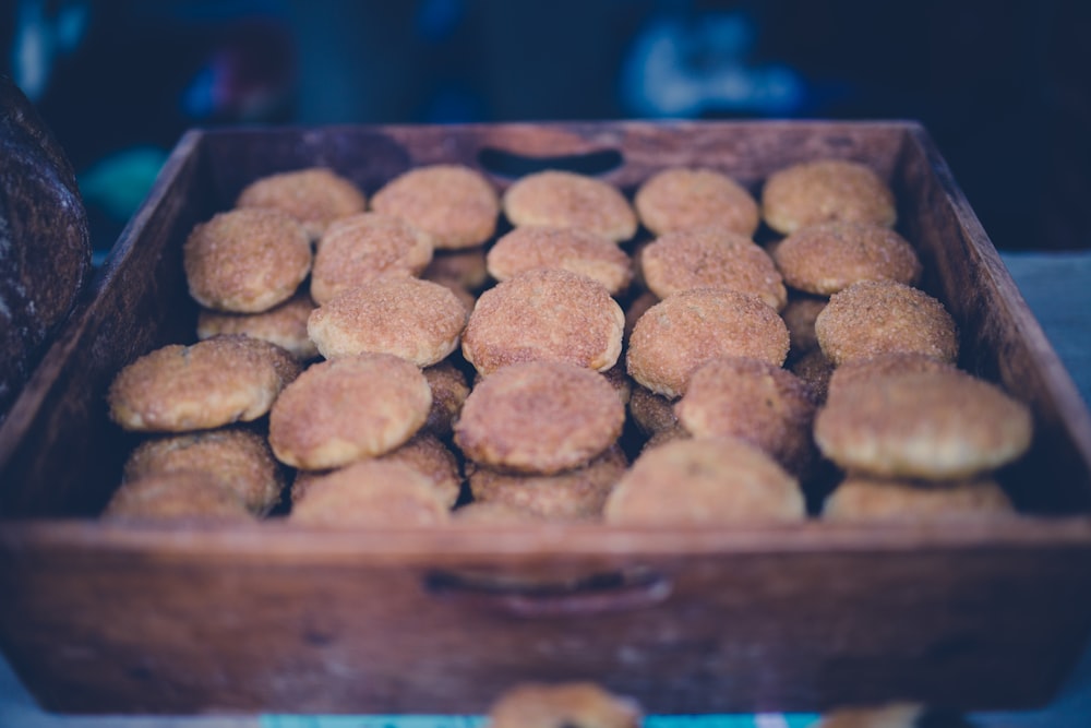 breads on wooden tray