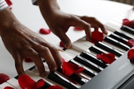 person playing electronic keyboard