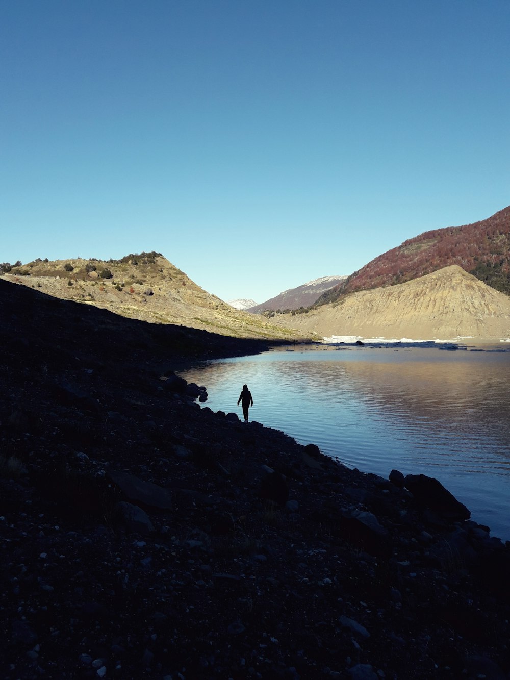 person walking near body of water