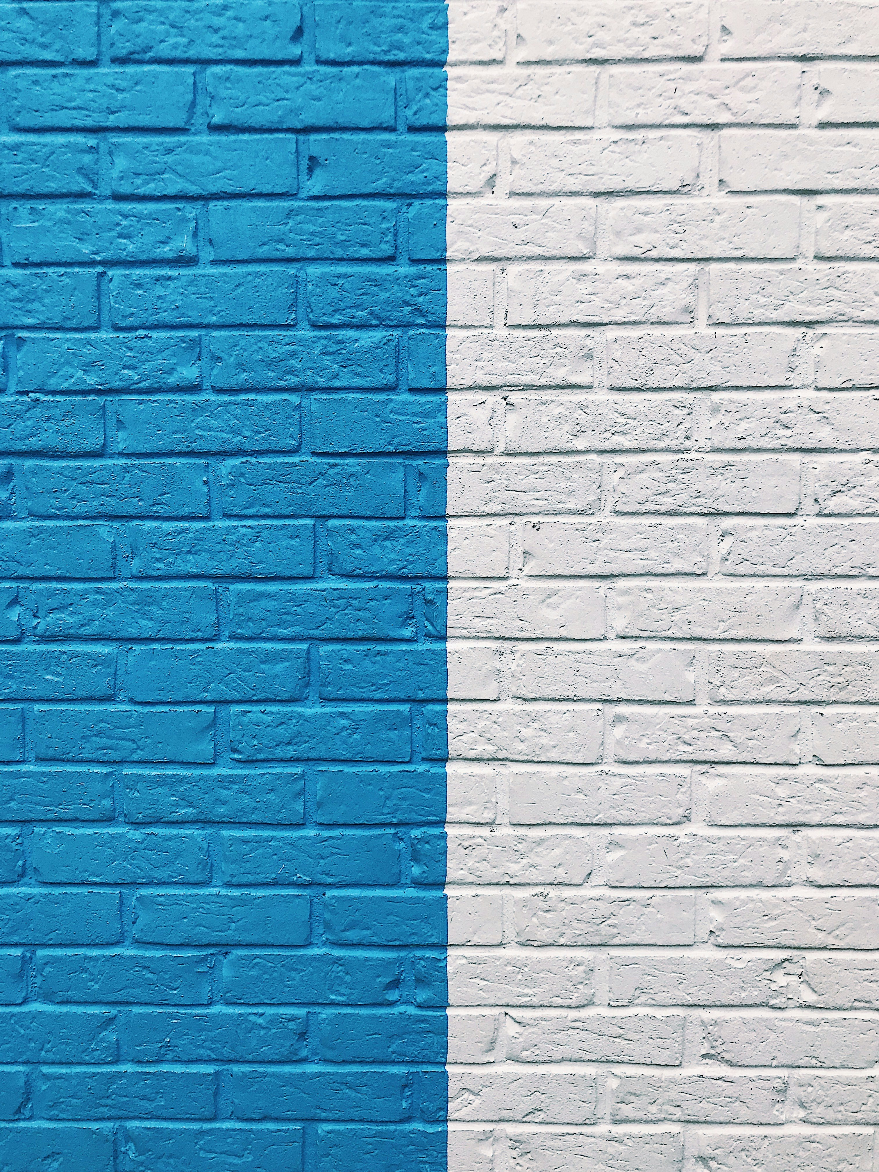 blue and white painted wall