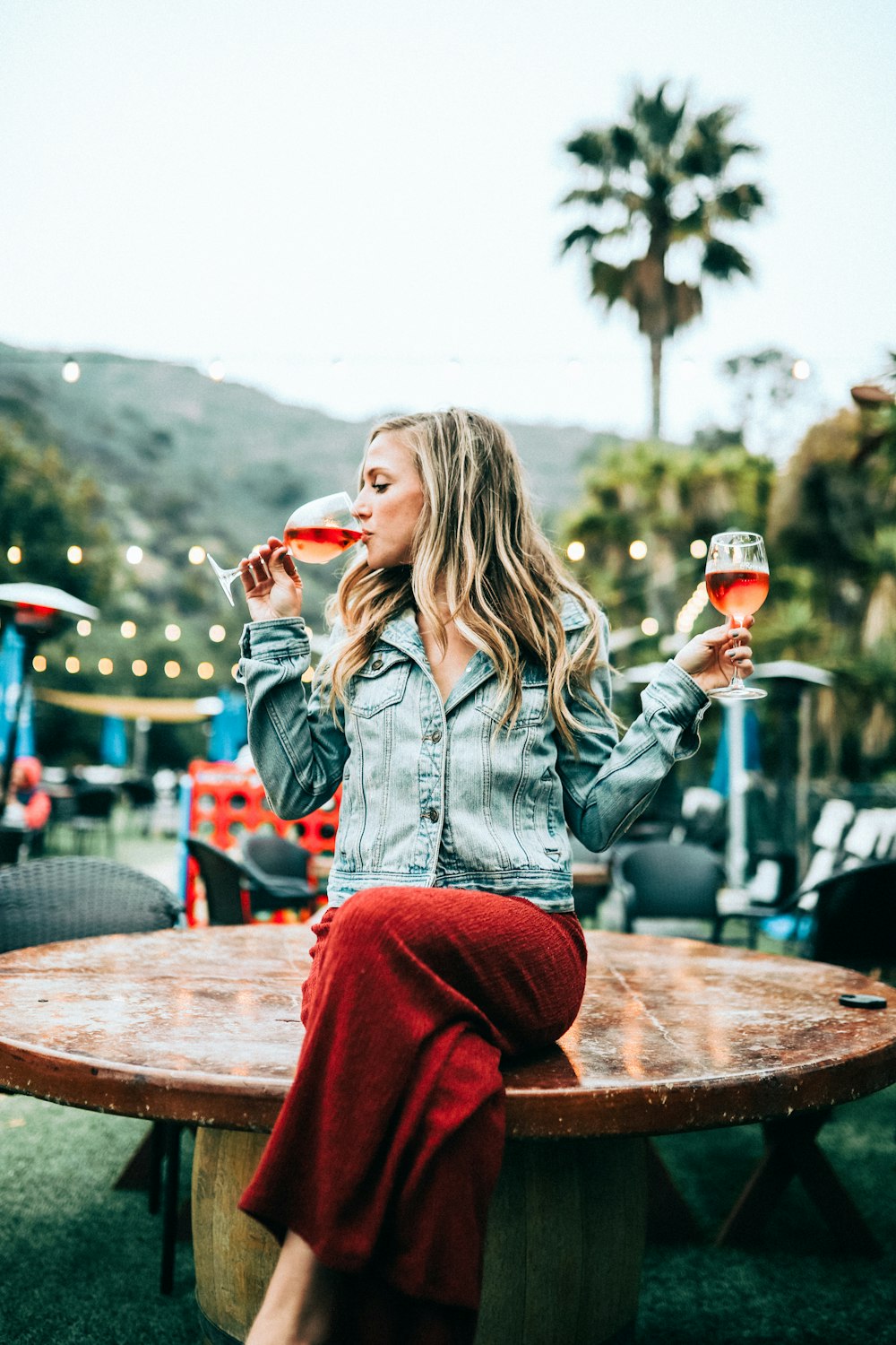 woman drinking wine