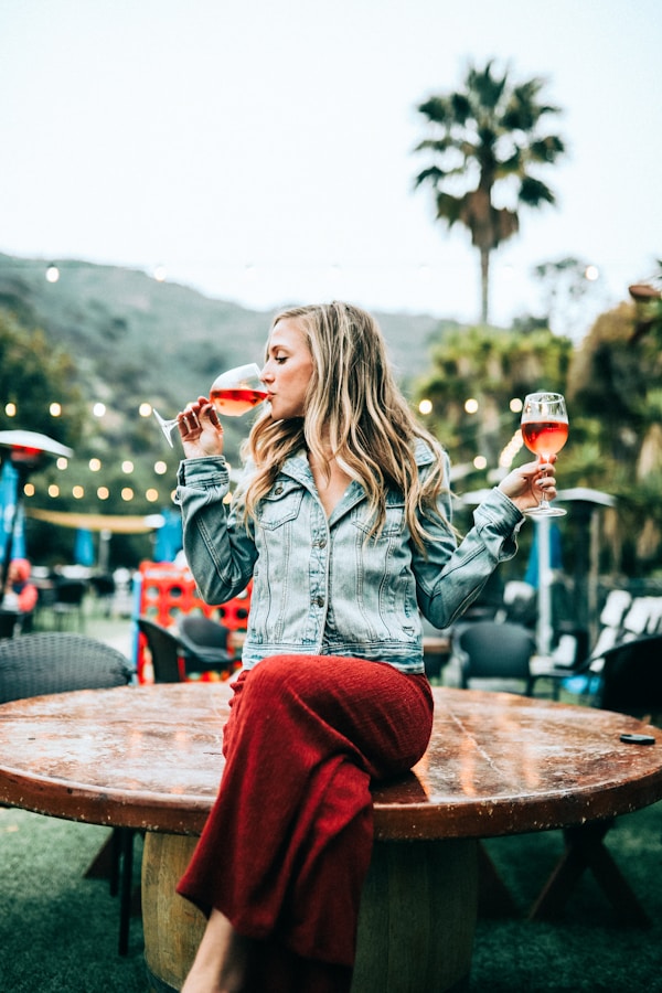 Woman drinking wine