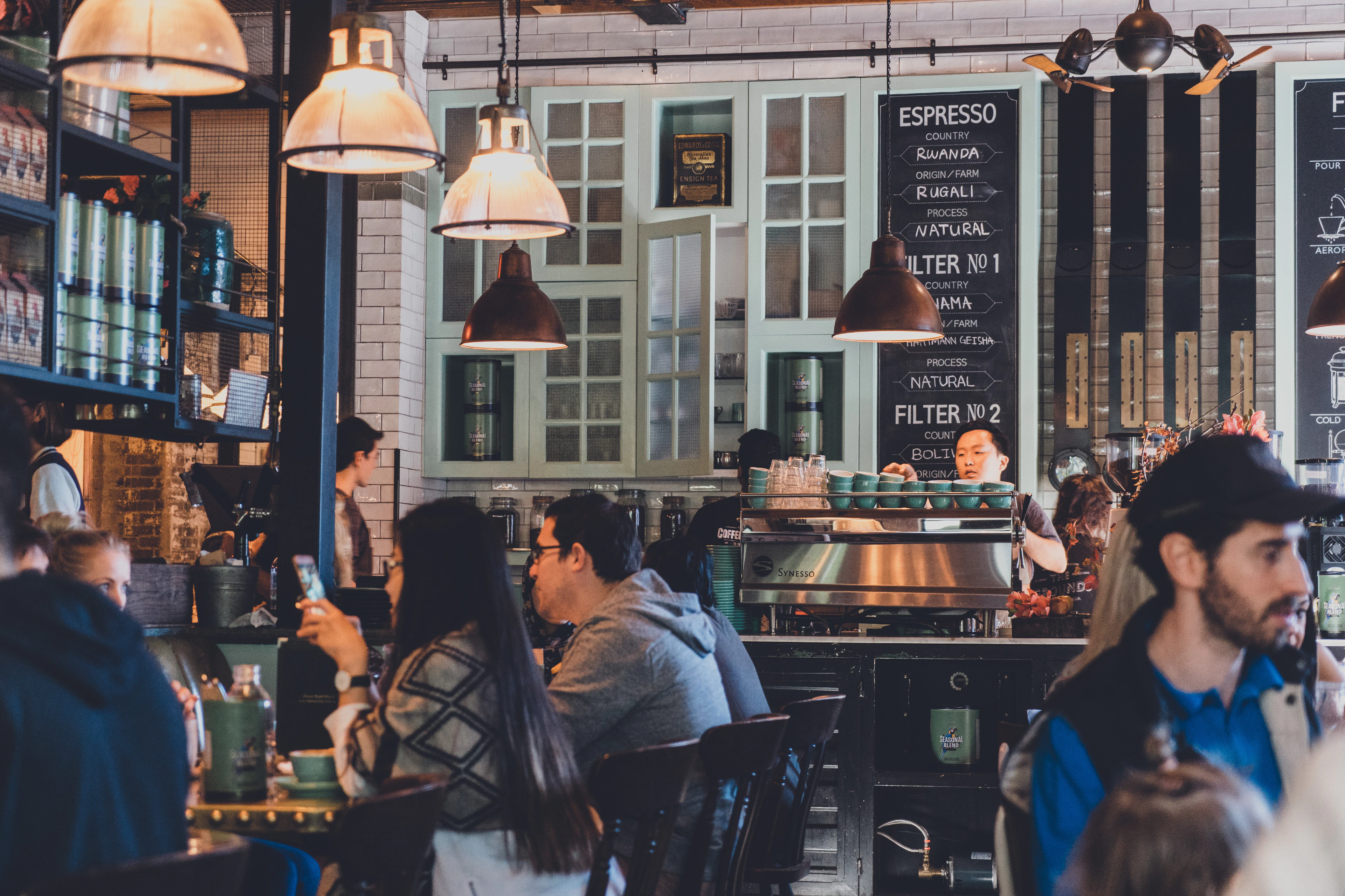 A busy cafe interior