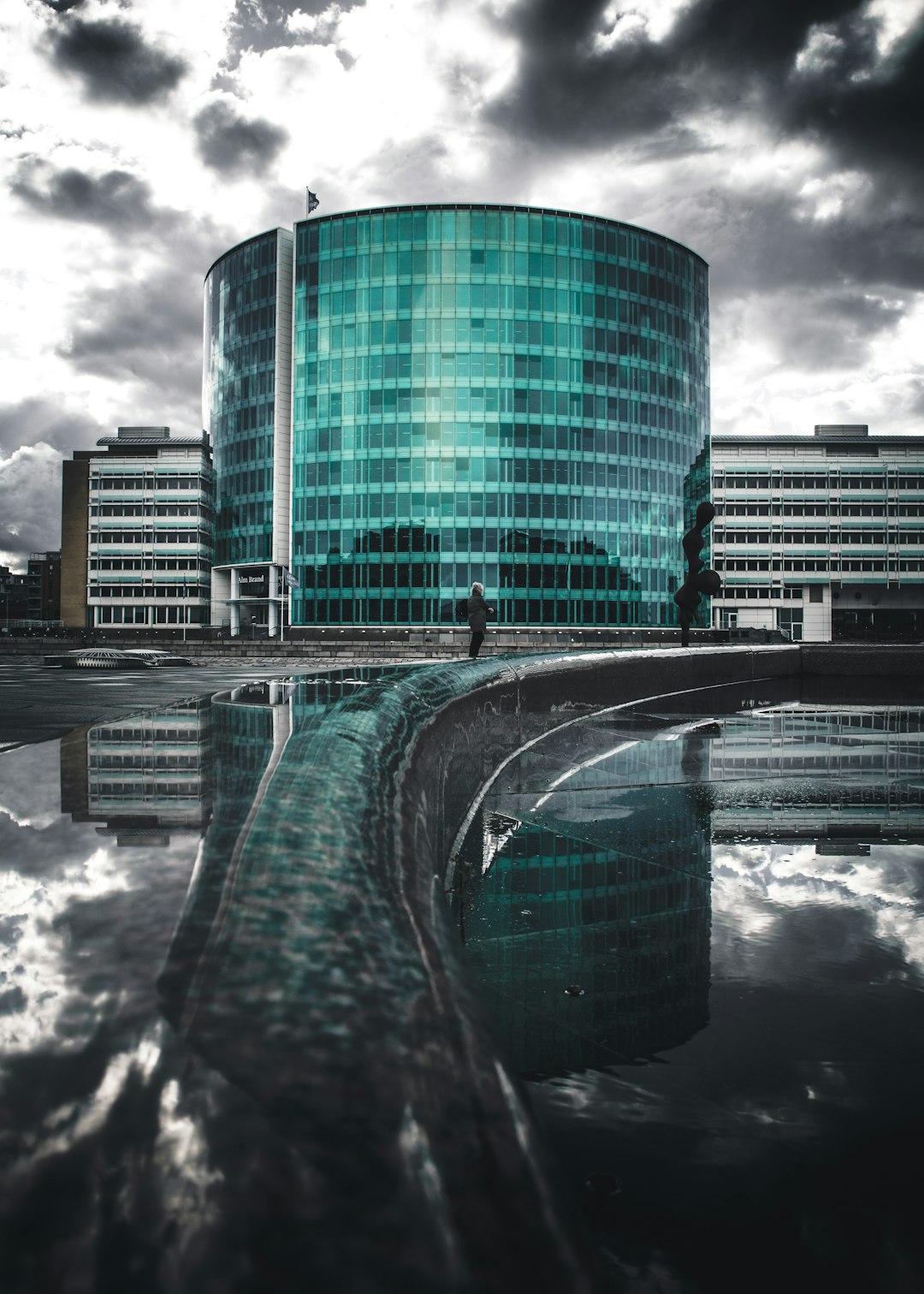 selective focus photography of blue building