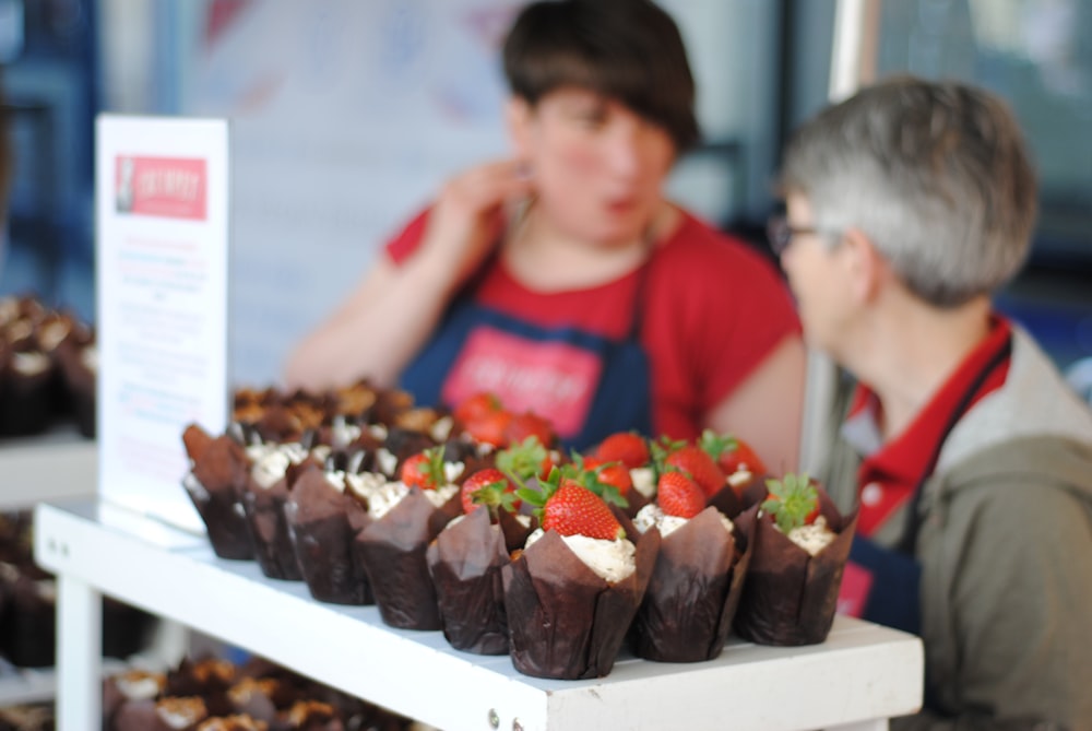 chocolate cupcake on white rack