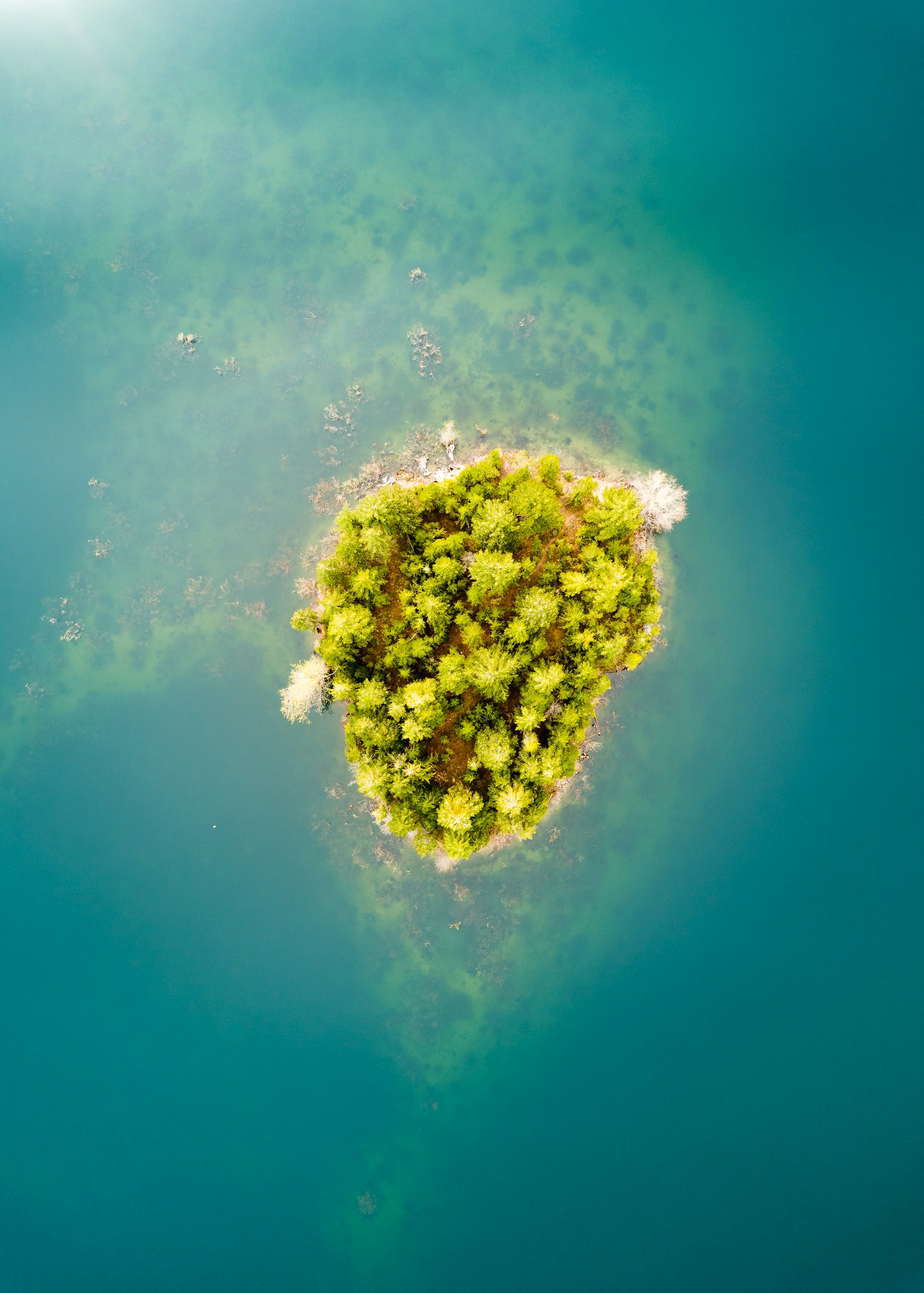 bird's eye view of island