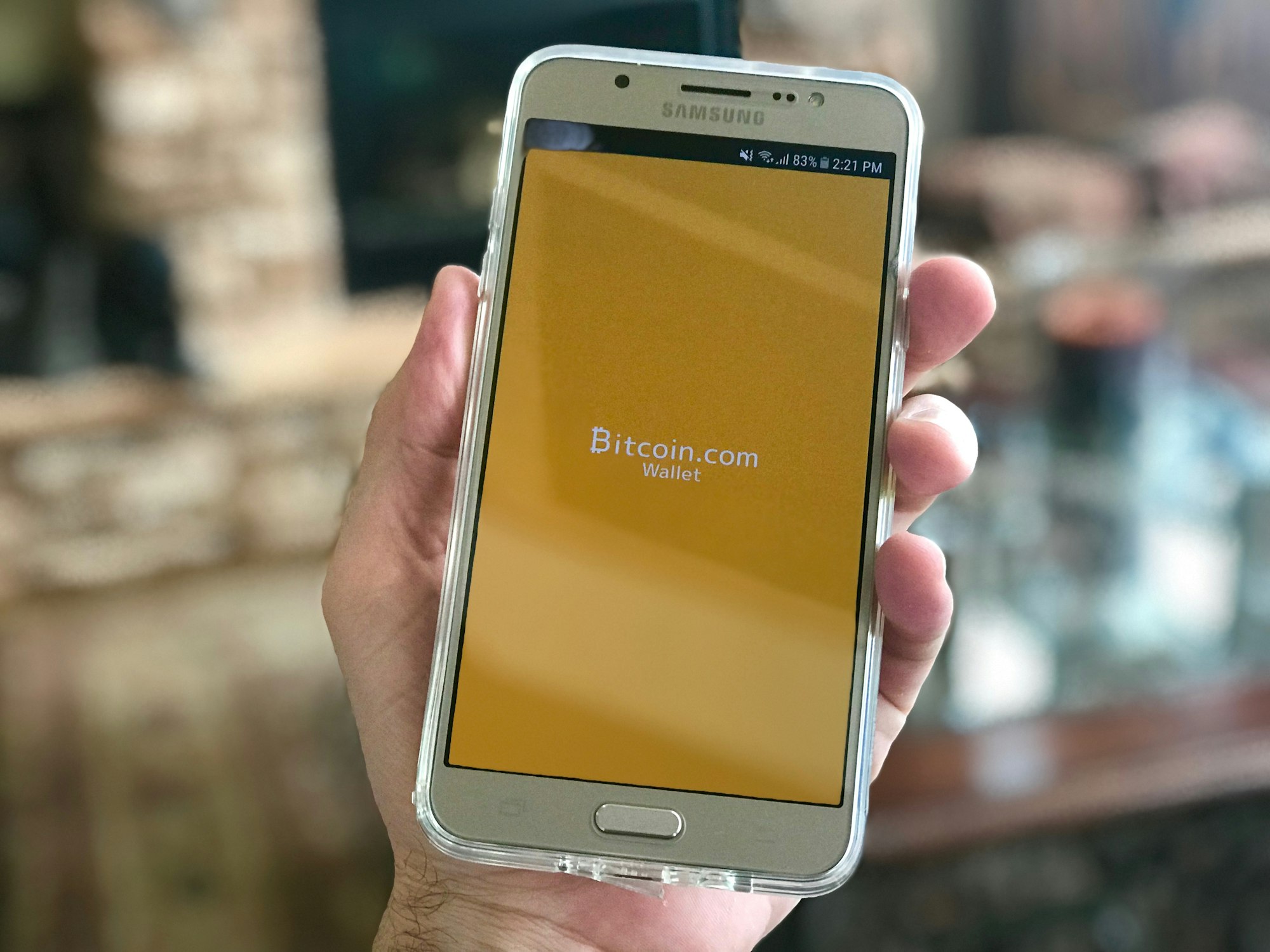 Bitcoin Wallet on an a Samsung Cell Phone.