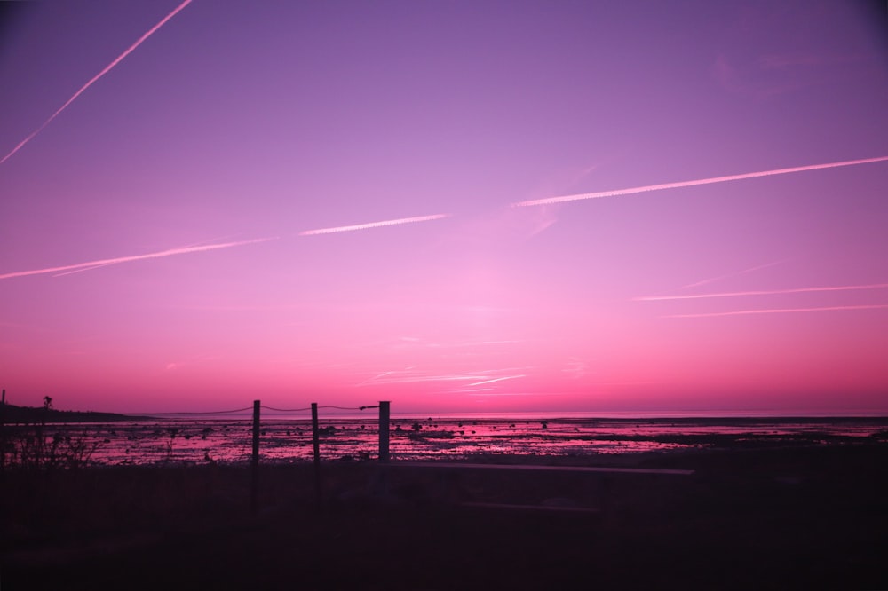 silhouette photography of seashore under clear sky