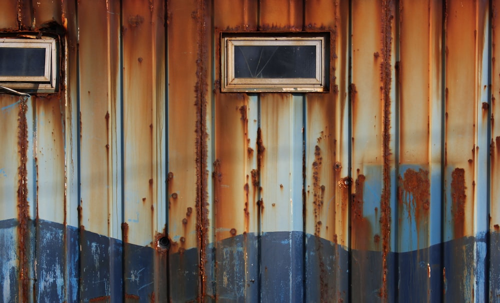 metal wall with closed glass window