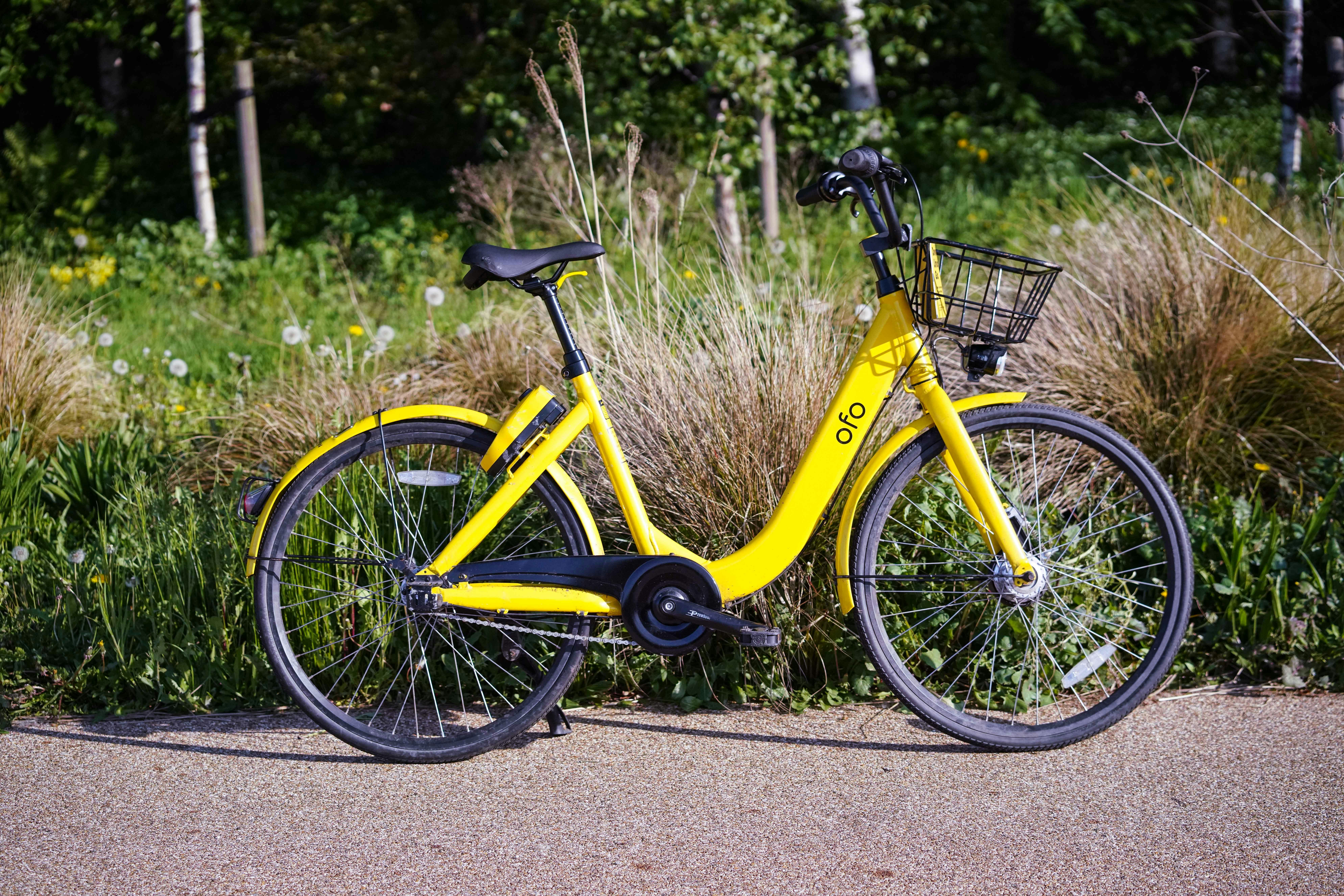 yellow cruiser bicycle on gray surface