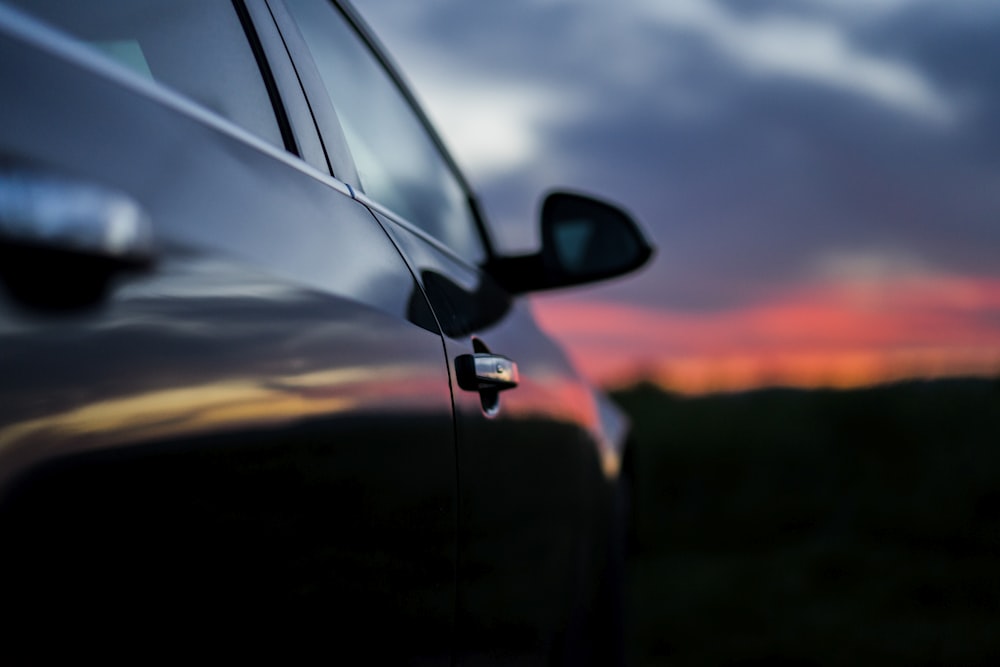 closeup photo of car door