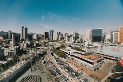 photograph of city high-rise buildings south korea google meet background