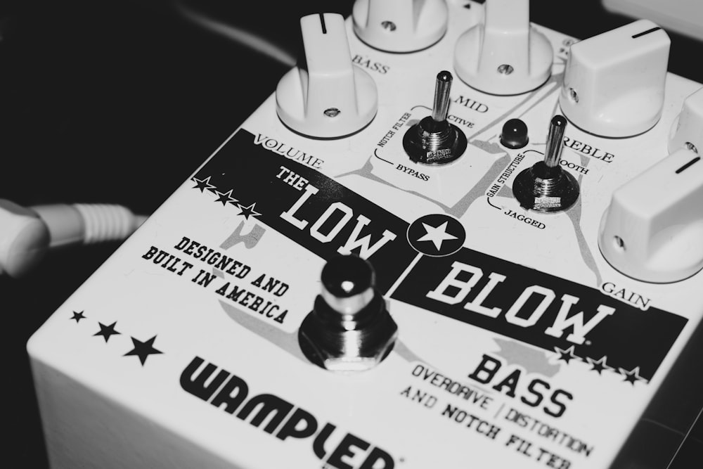 white Low Blow labeled guitar amplfiier