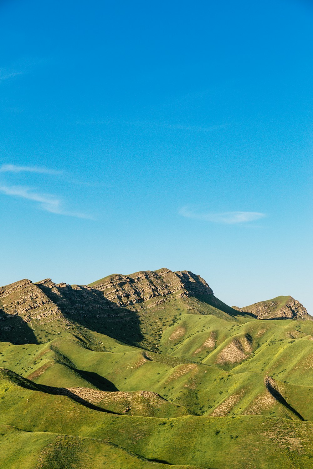 green field mountain range