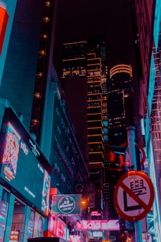 lighted high-rise building