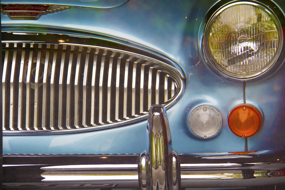 blue car showing grille