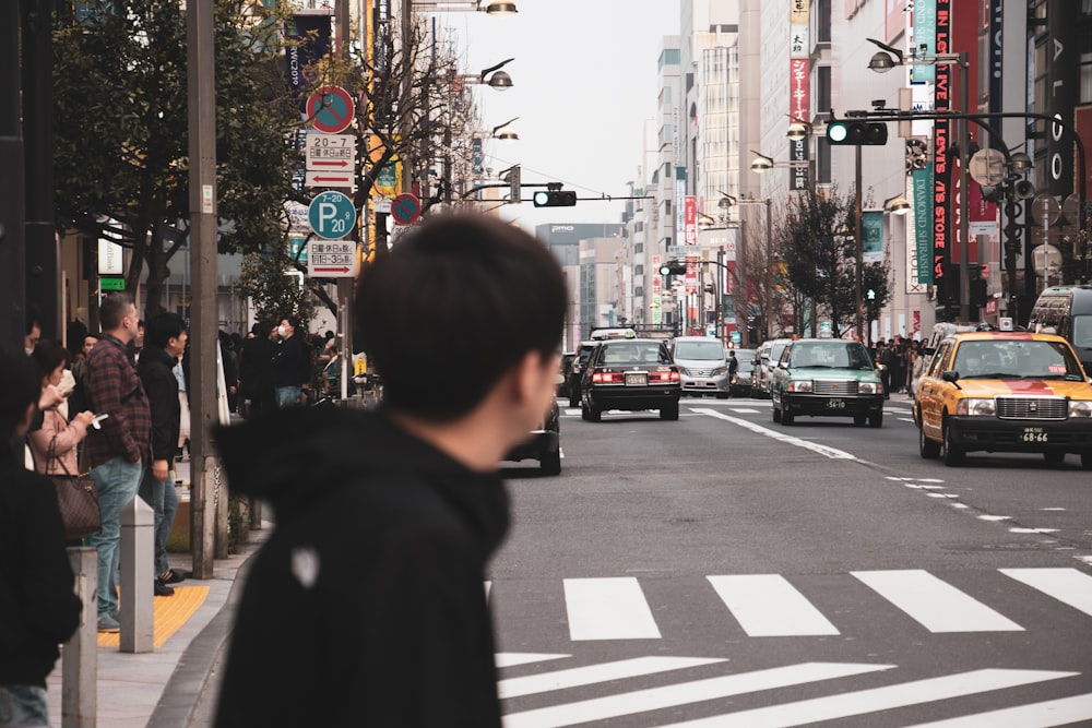 man crossing pedesrtrian lane