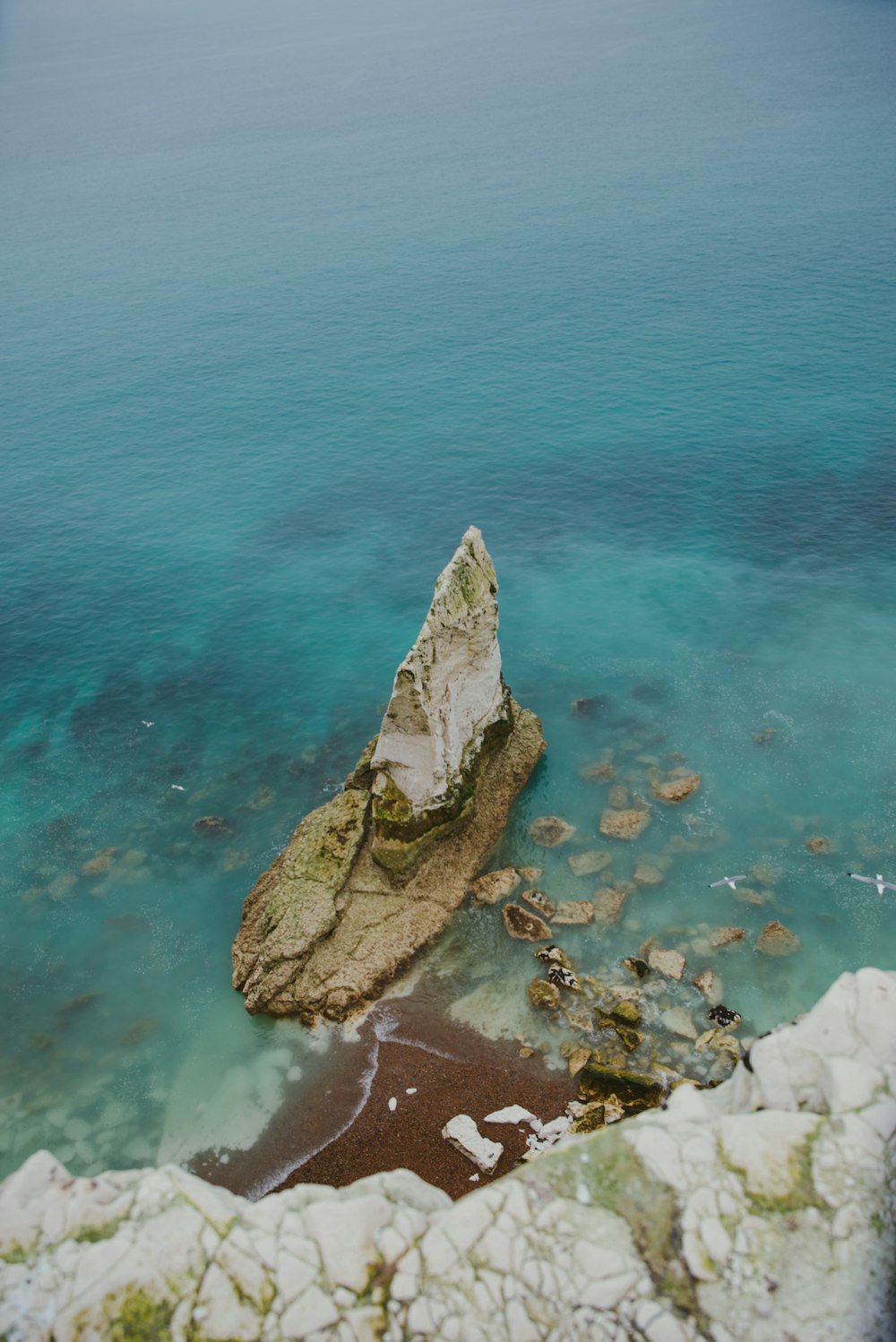 aerial photo of white stone