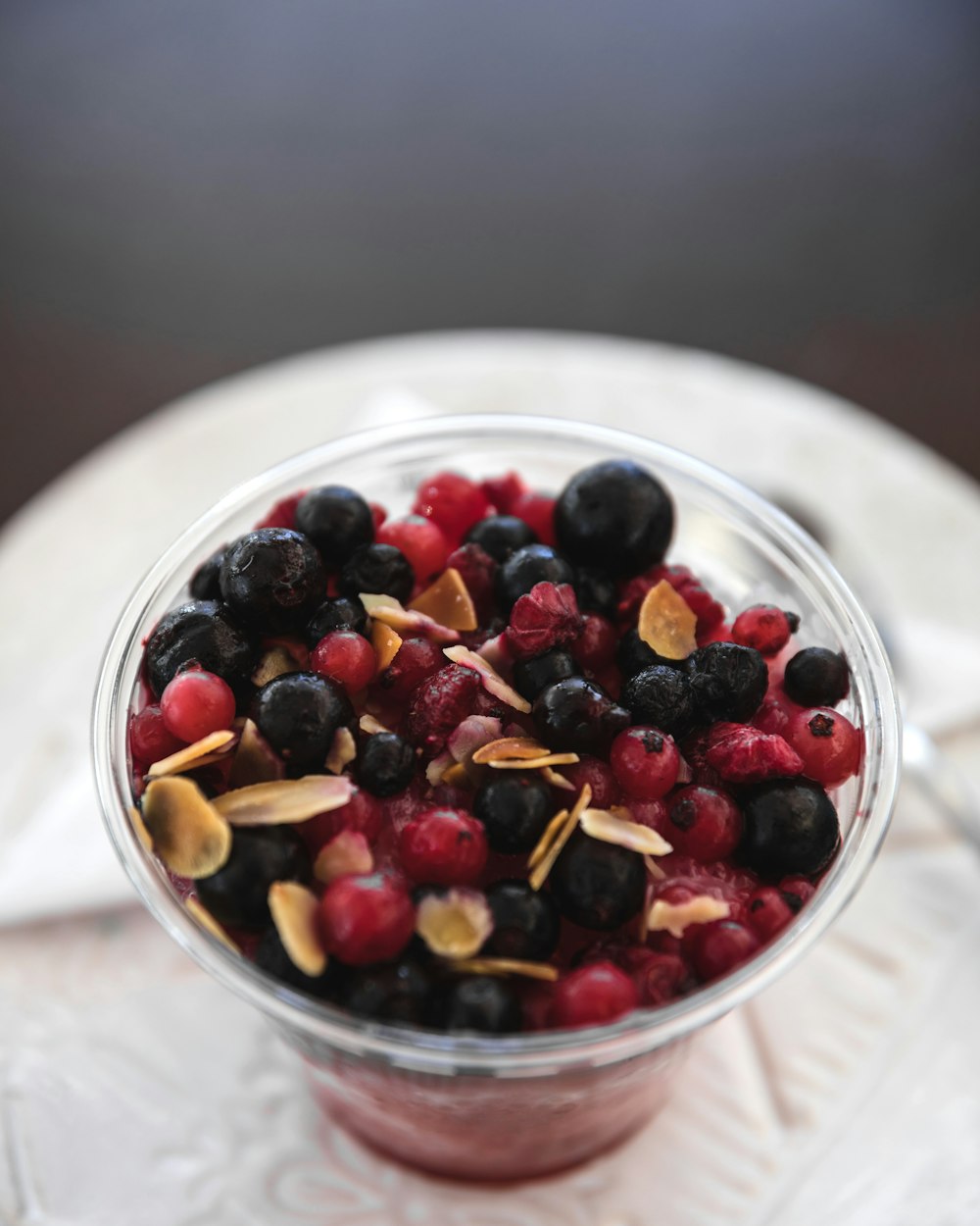 assorted berries inside clear cup