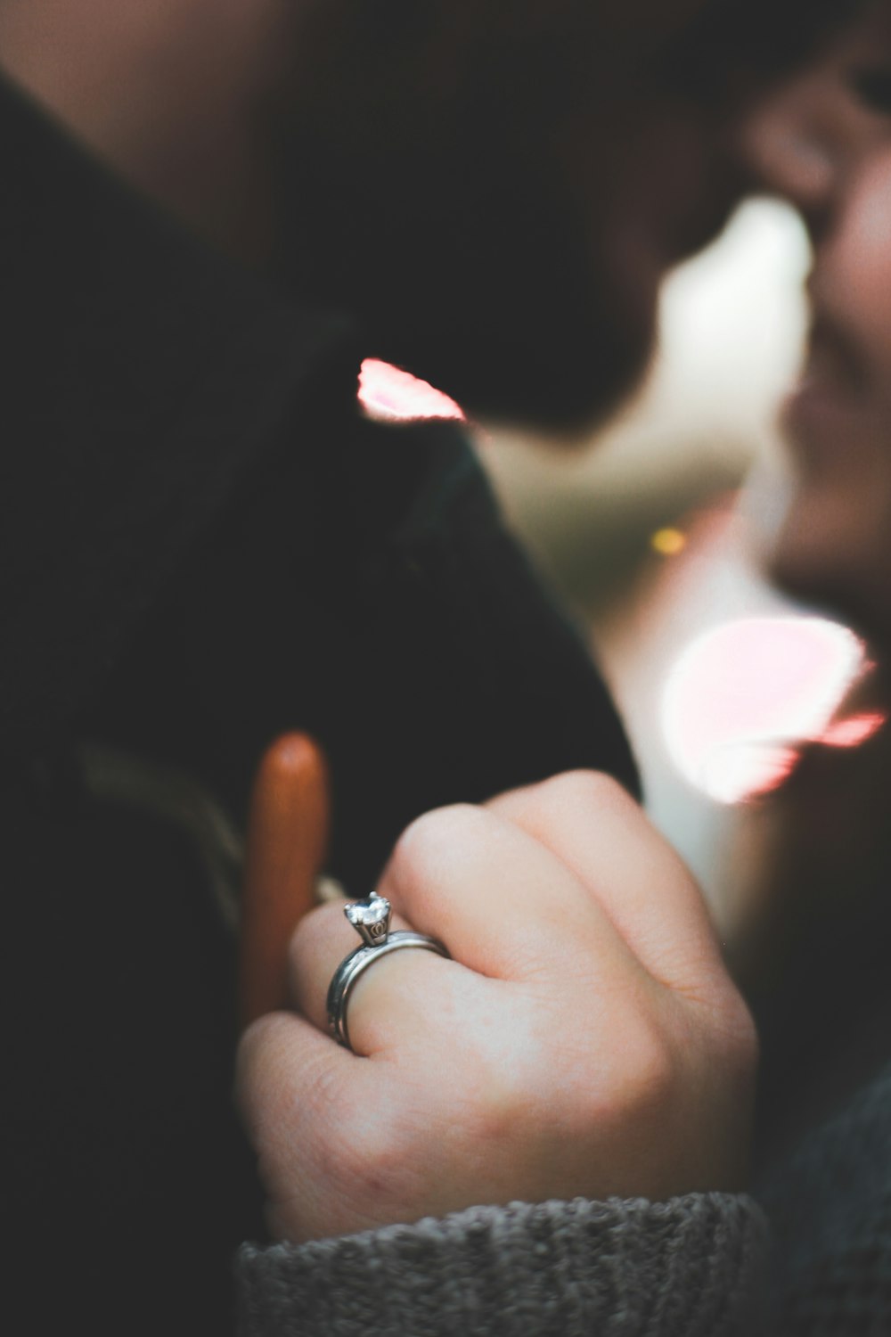 silver-colored and diamond ring photo