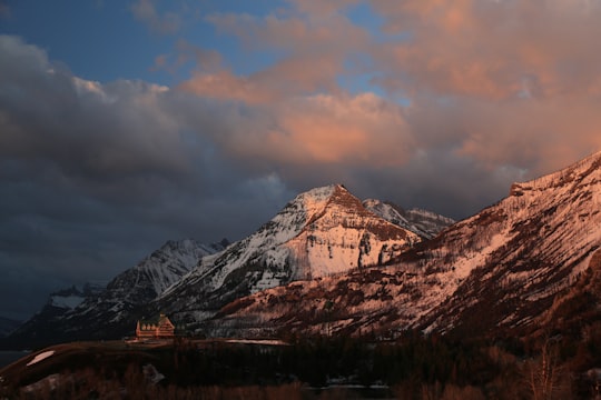 mountain coated with snow in Waterton Park Canada