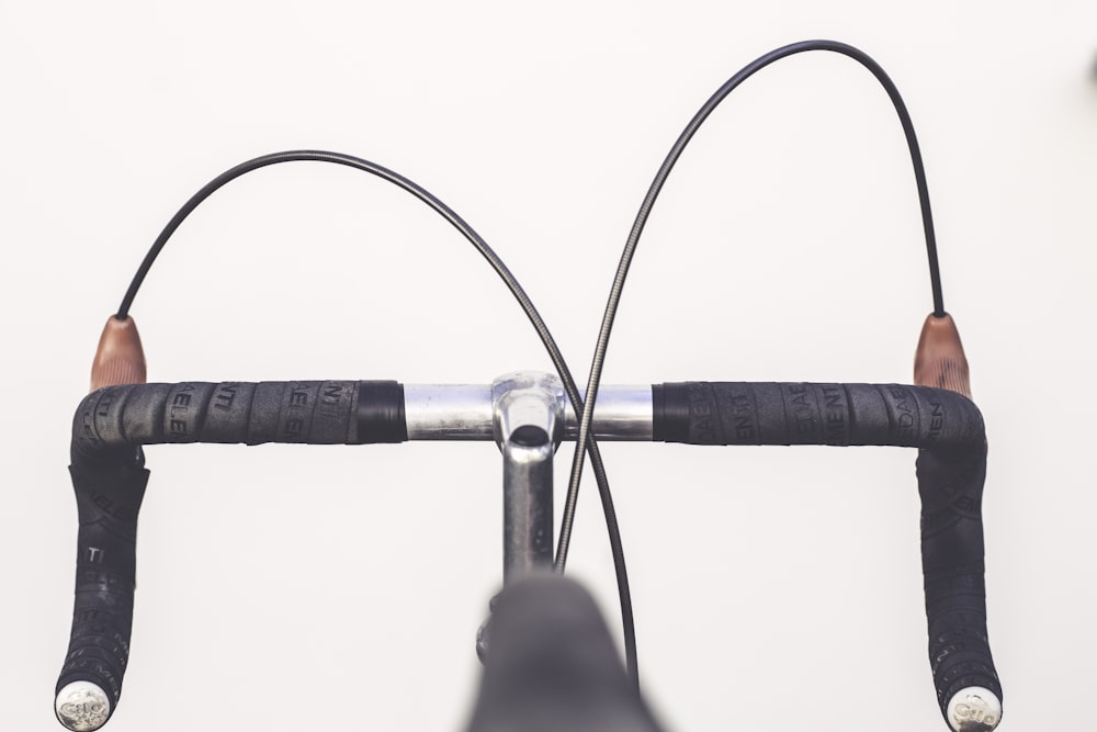 closeup photo of road bike handlebar