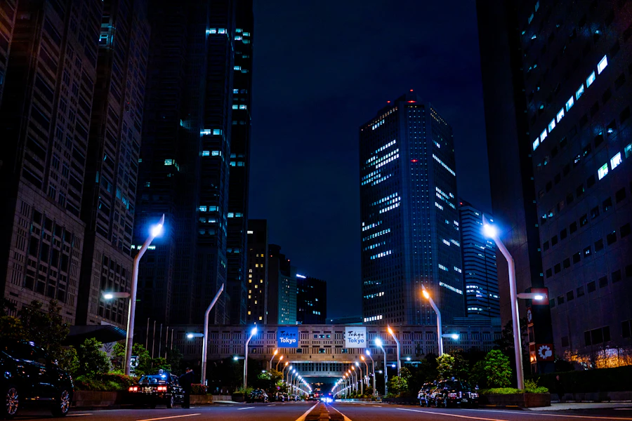 City skyline at night