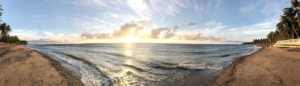 A stunning view of a Brazilian beach at sunset.