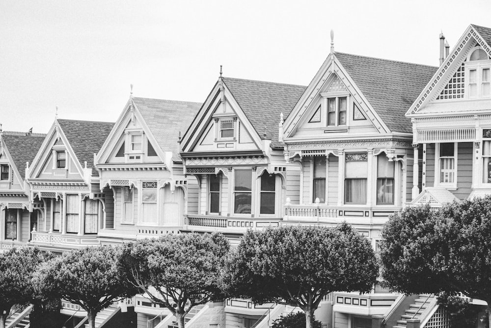 grayscale photo of house