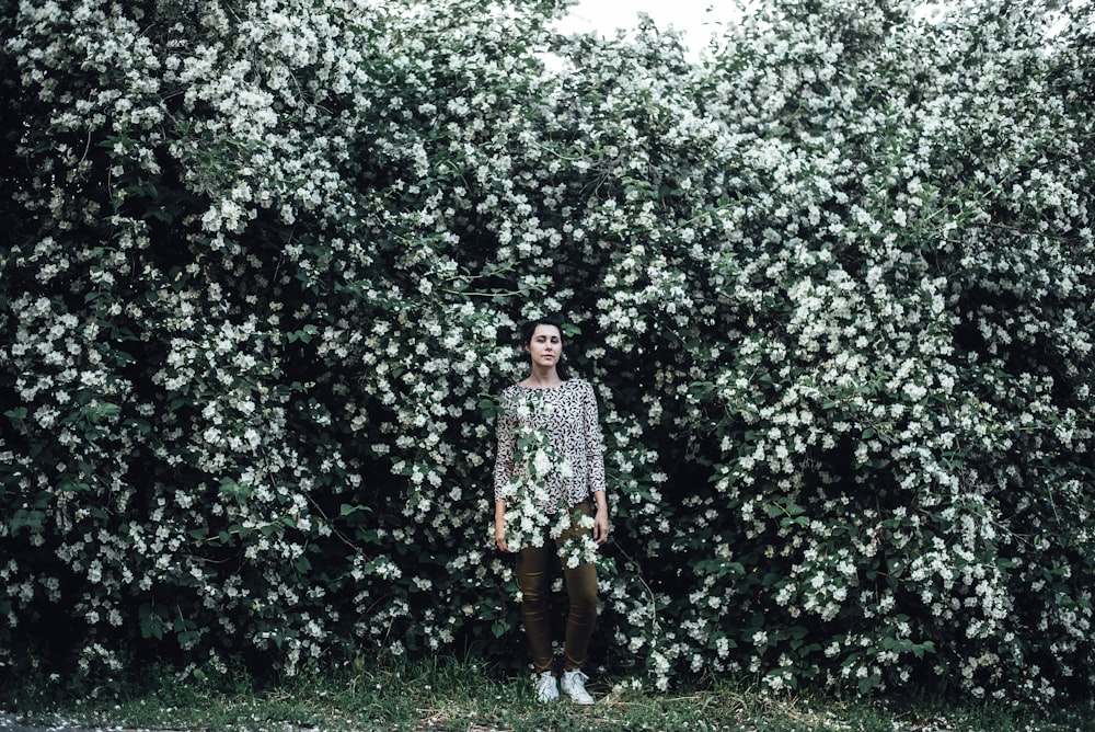 white floral top