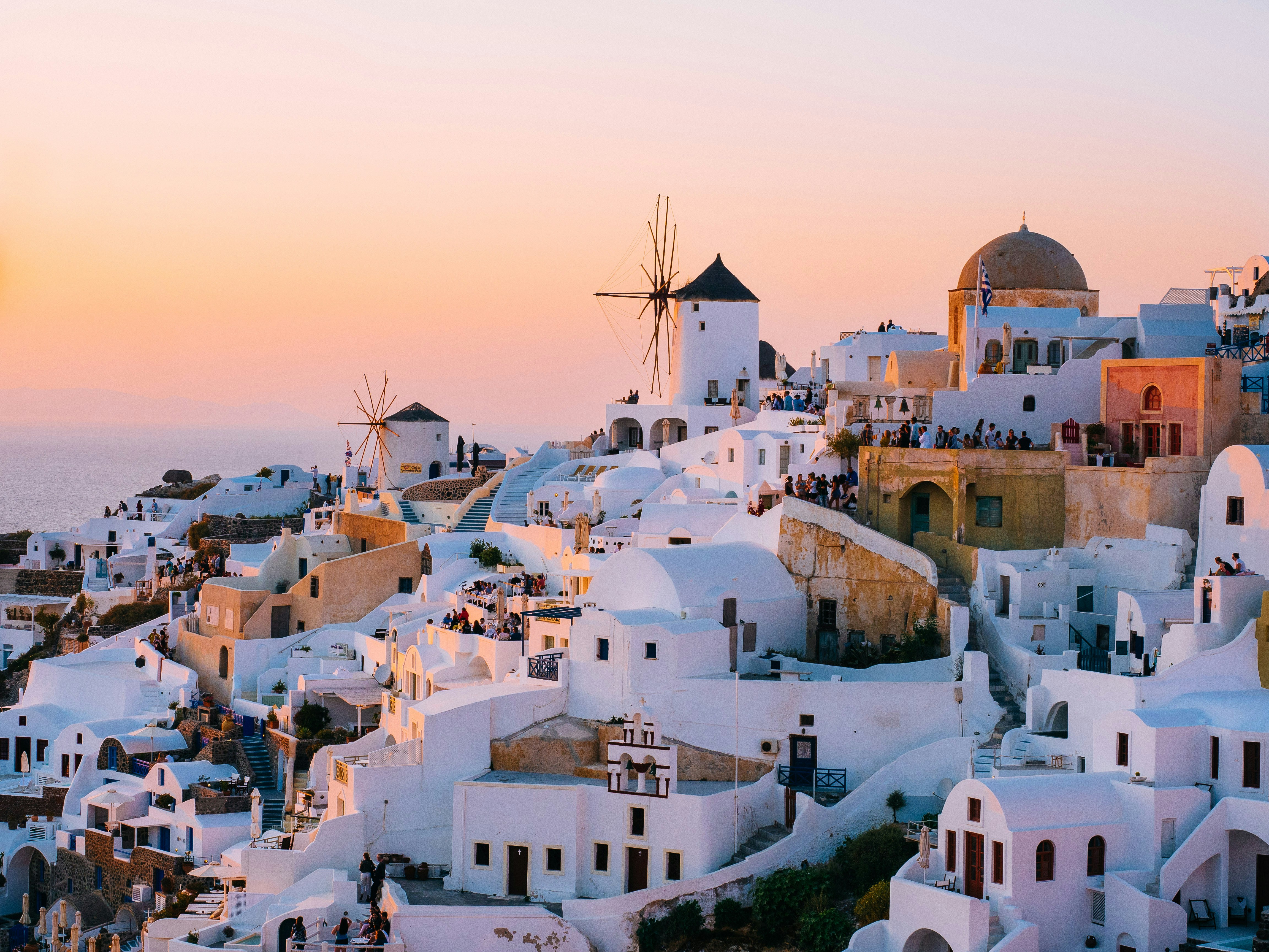 Santorini, Greece during sunset