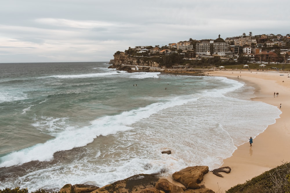 shore under cloudy sky during daytime