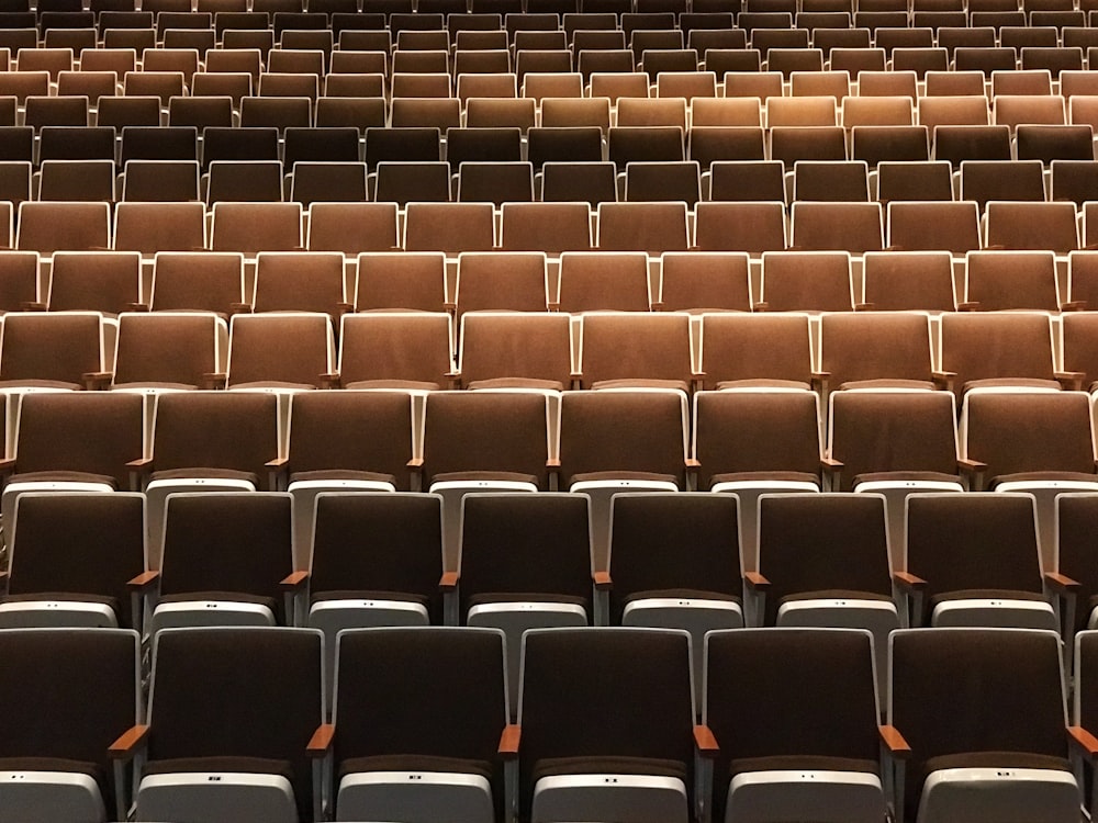 chaises de théâtre brunes vides
