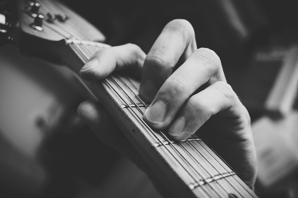 tilt shift photo of guitar clef