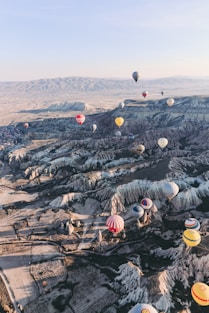 hot air balloons flew in mid air