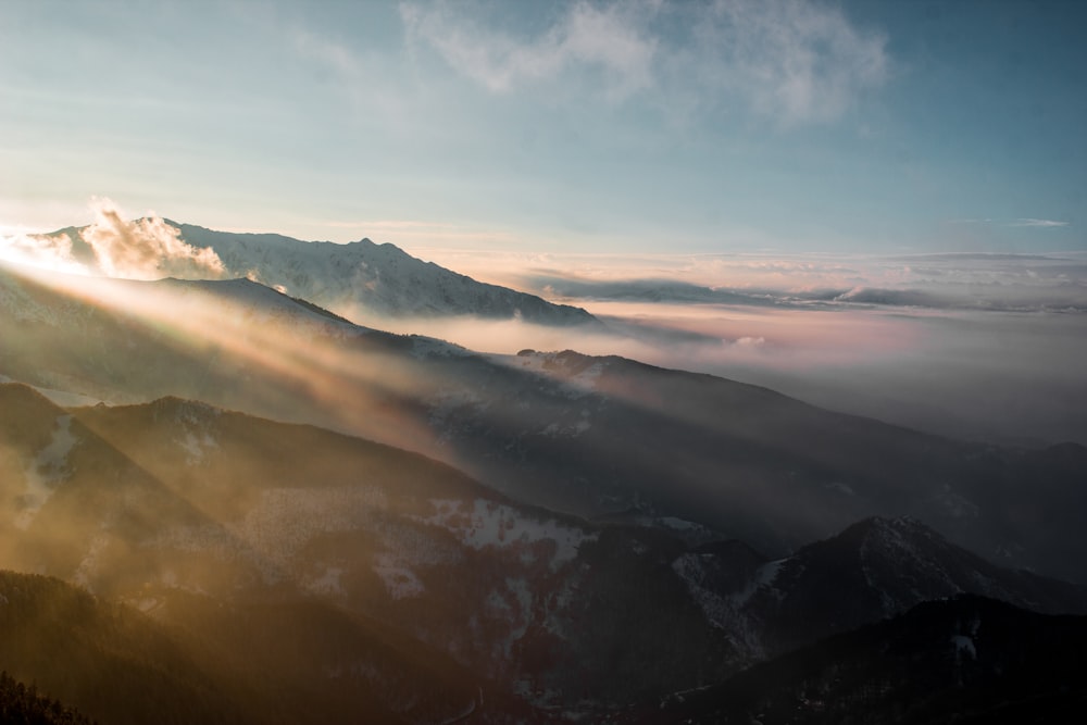 mountains covered with clouds