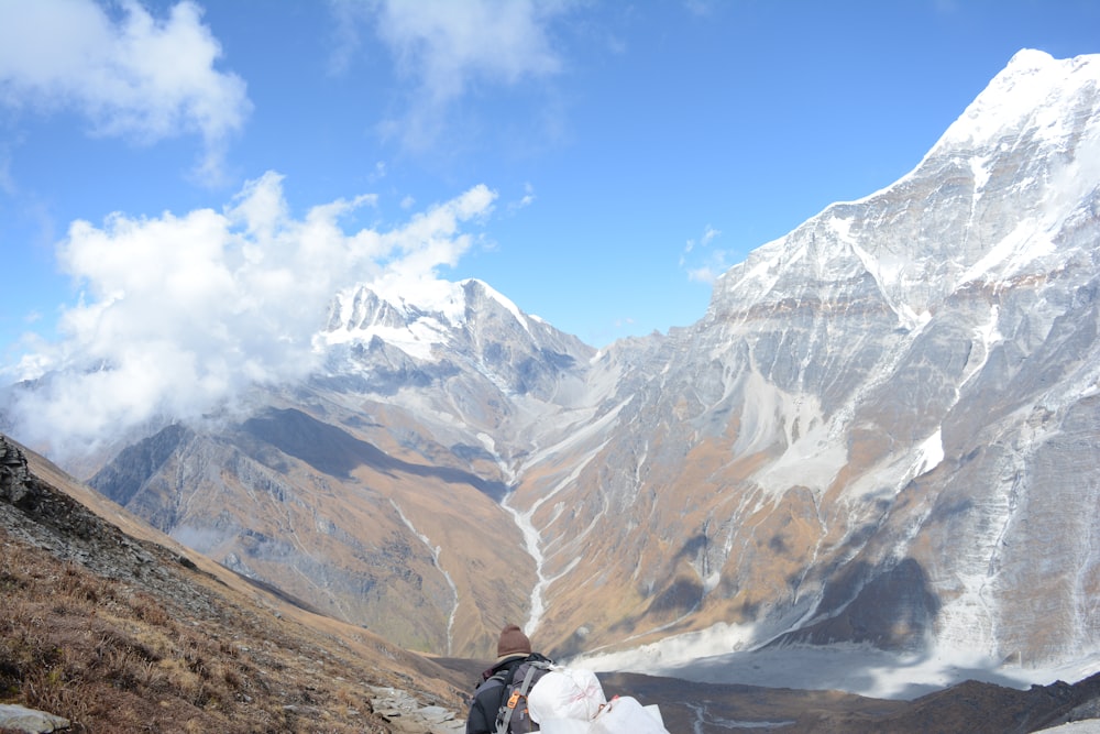 person on top of mountain