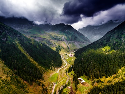 bird's eye view of landscape romania zoom background